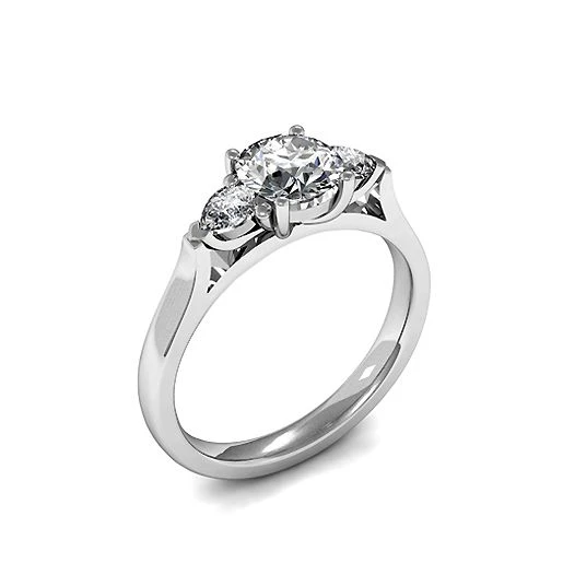 Trilogy Round Diamond Rings 4 Prong Set in White gold