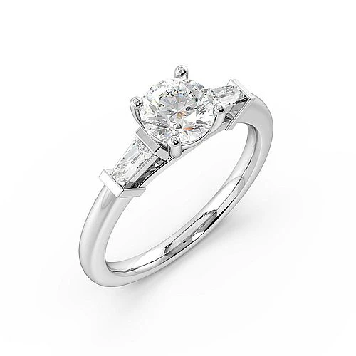 Trilogy Round Diamond Rings 4 Prong Setting in White gold
