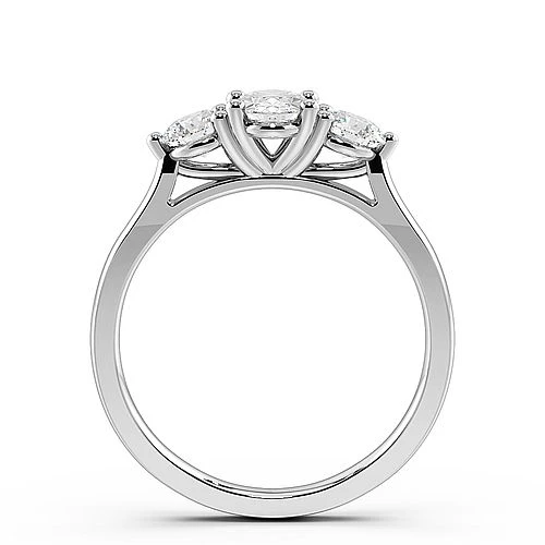 Trilogy Oval Diamond Rings 4 Prong Setting in Rose / White Gold