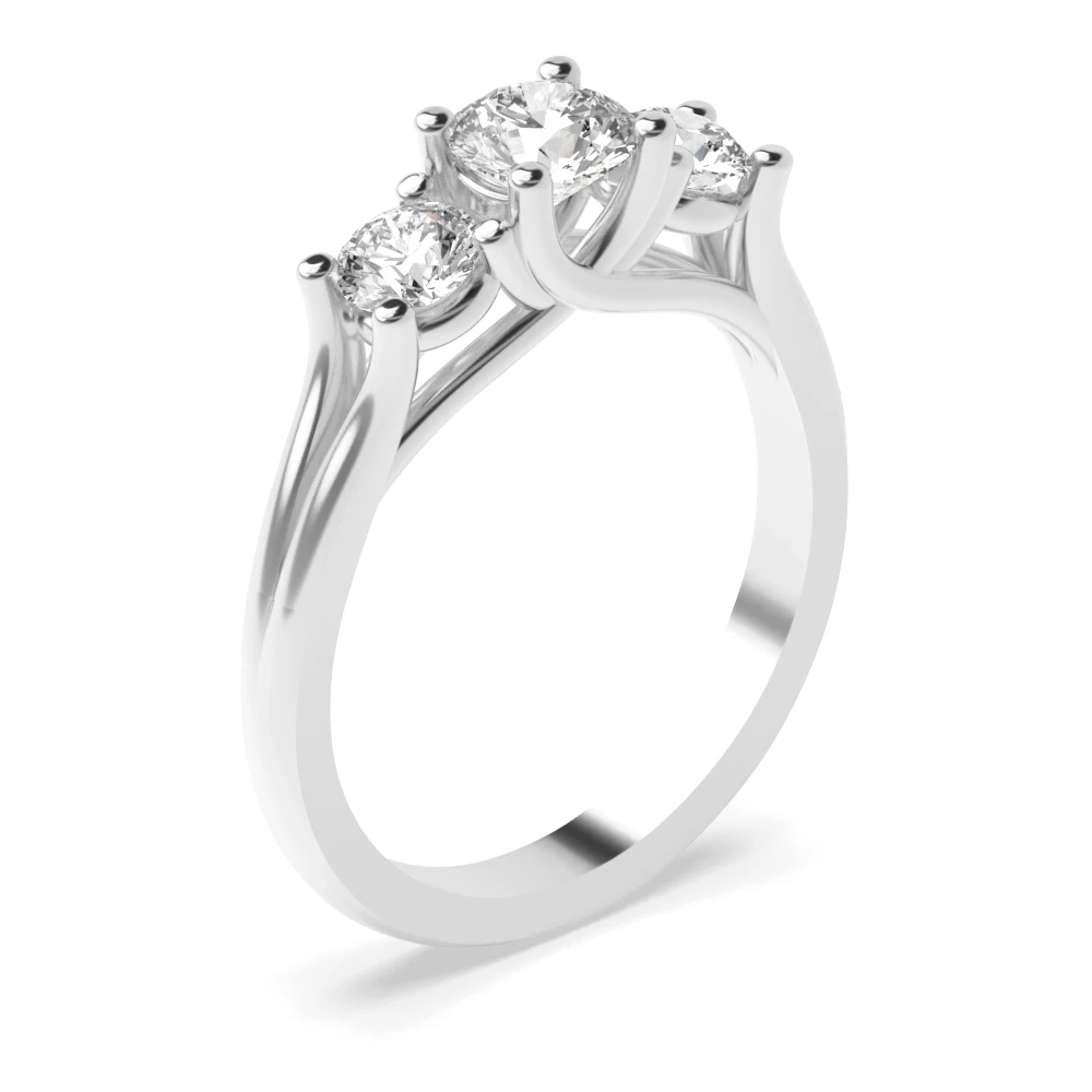 Round Trilogy Diamond Rings 4 Prong Set in White gold