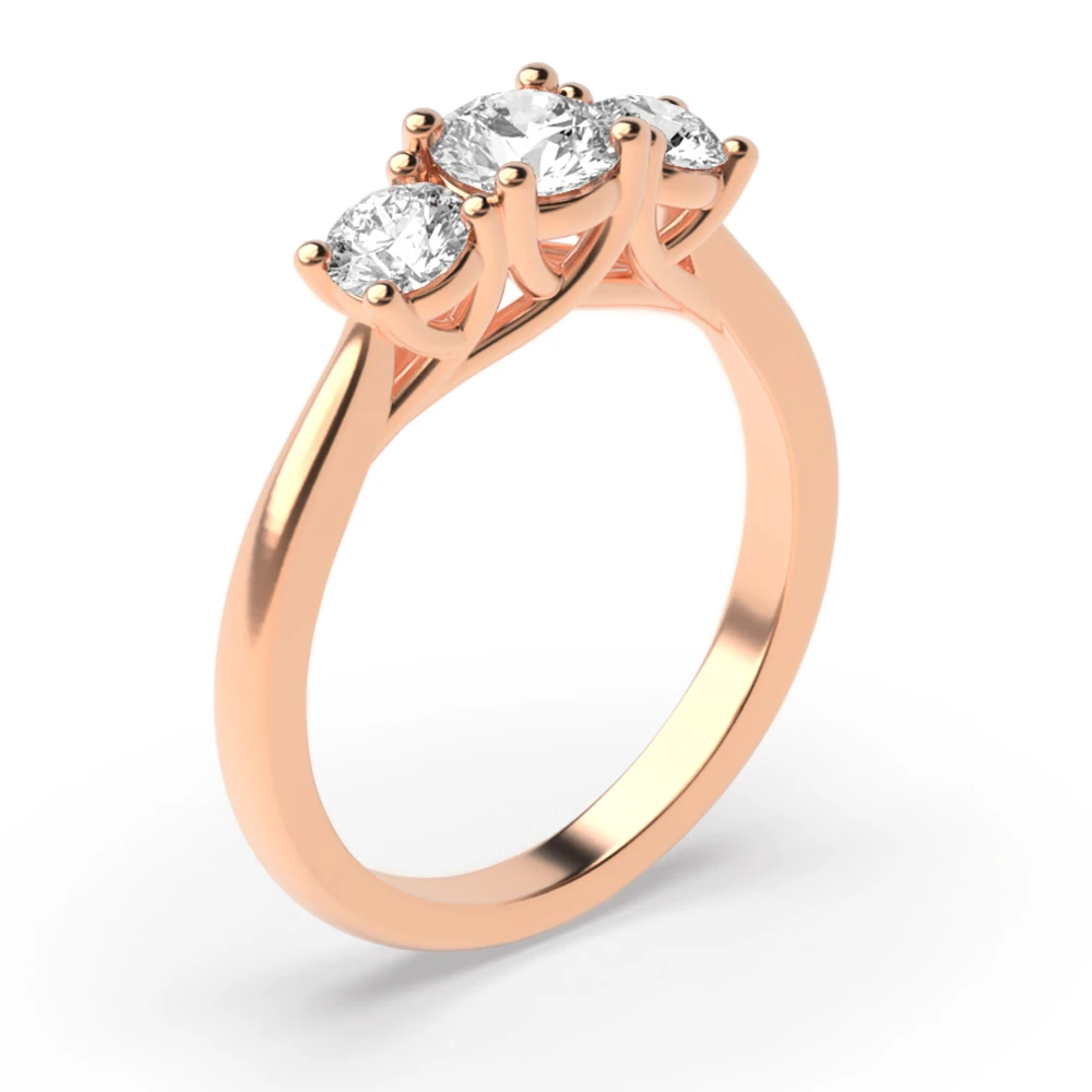 Prong Setting Round Trilogy Diamond Engagement Ring
