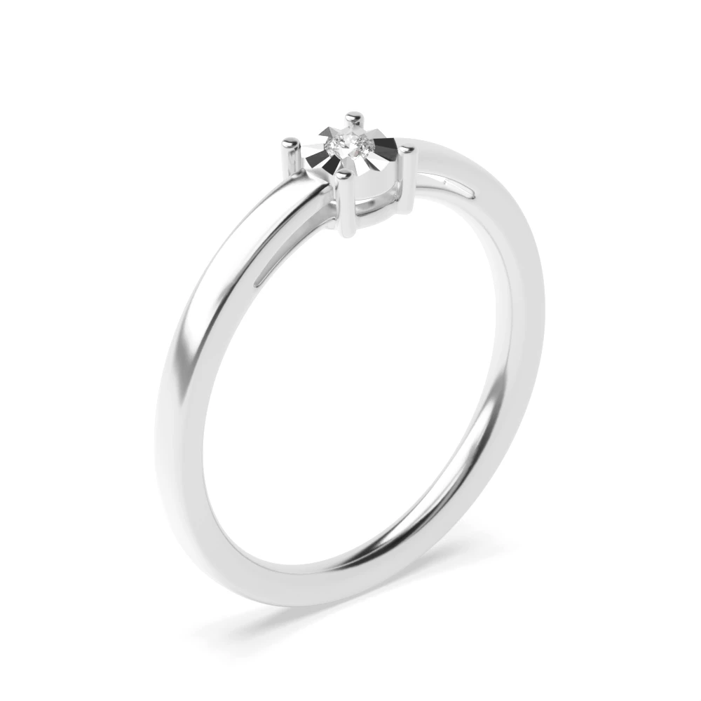 Illusion Set Solitaire Style Diamond Cheap Engagement Rings (4.5mm, 5.0mm, 6.5mm)