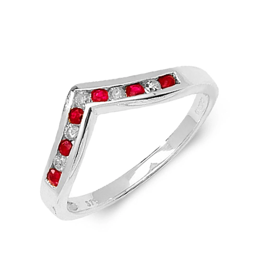 Wishbone Diamond and ruby Gemstone Ring