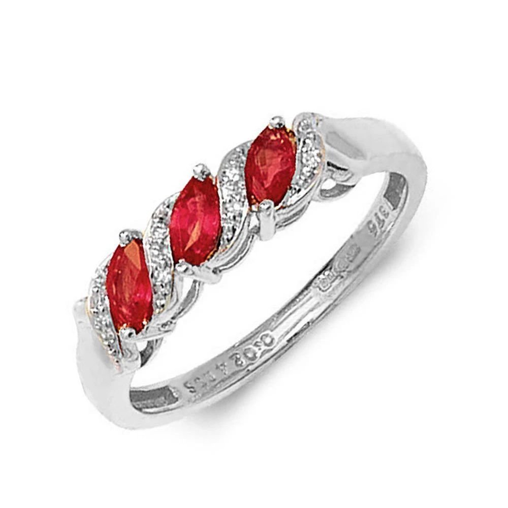 S-Link Trilogy Diamond and ruby Gemstone Ring