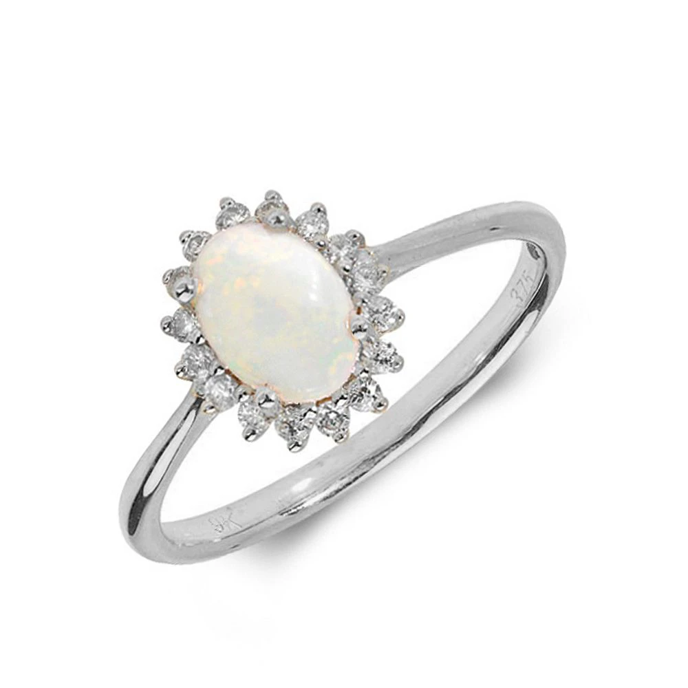 Gemstone Ring With 0.5ct Oval Shape Opal and Diamonds