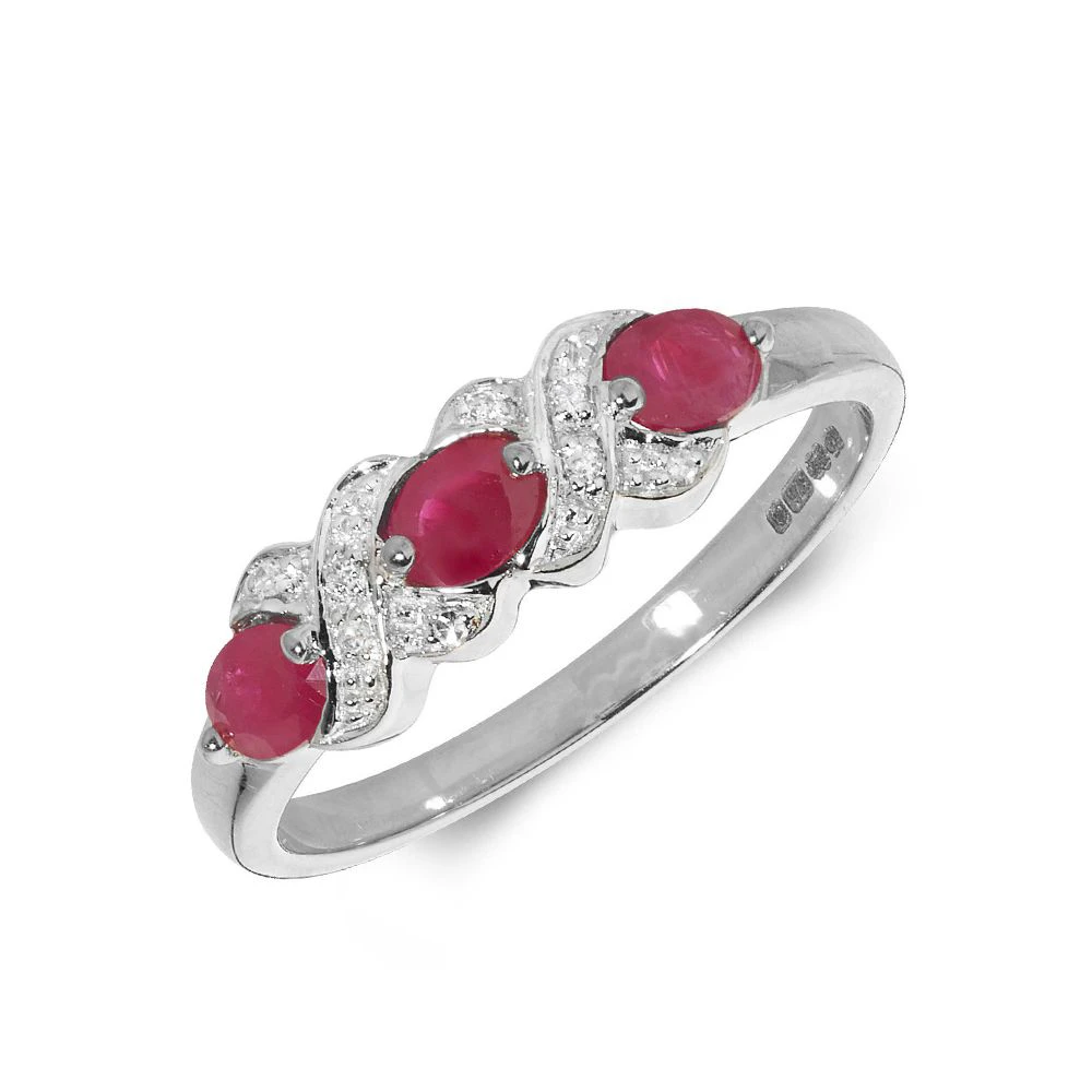 Kissing Diamond and ruby Gemstone Ring
