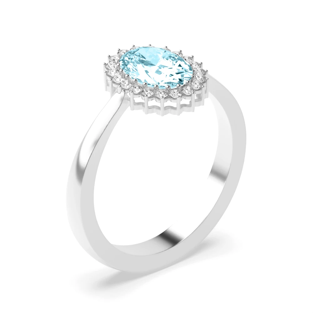 Gemstone Ring With 1ct Oval Shape Aquamarine and Diamonds