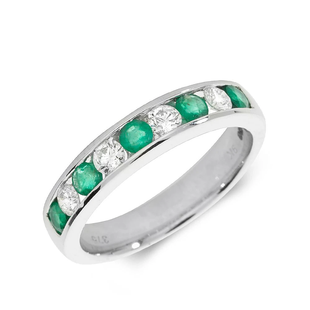 3.0mm Half Eternity Diamond and emerald ring
