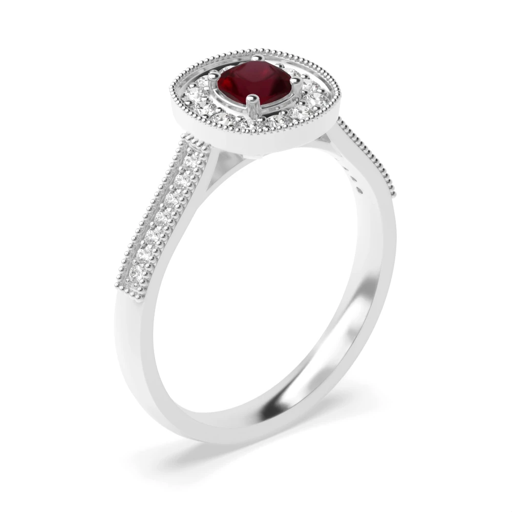 Gemstone Ring With 0.3ct Cushion Shape Ruby and Diamonds