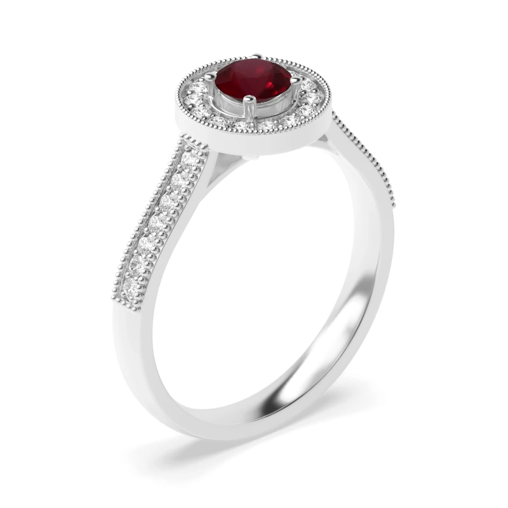 Gemstone Ring With 0.35ct Round Shape Ruby and Diamonds