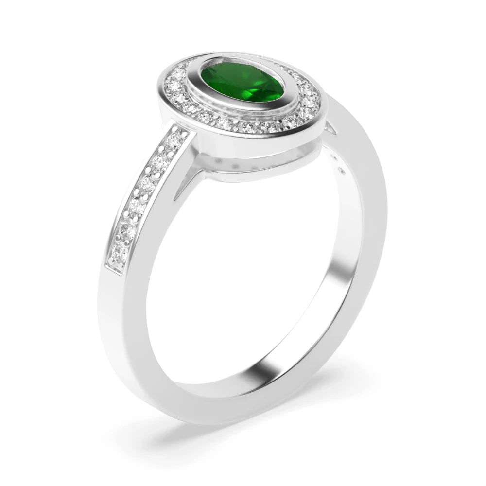 Gemstone Ring With 0.45ct Oval Shape Emerald and Diamonds