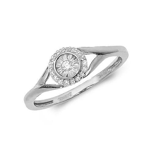 Illusion Set Split Shoulder Diamond Engagement Ring (8.0mm)