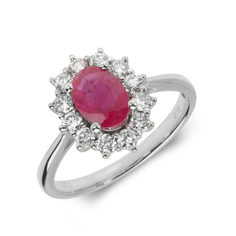 Gemstone Ring With 1ct Oval Shape Ruby and Diamonds