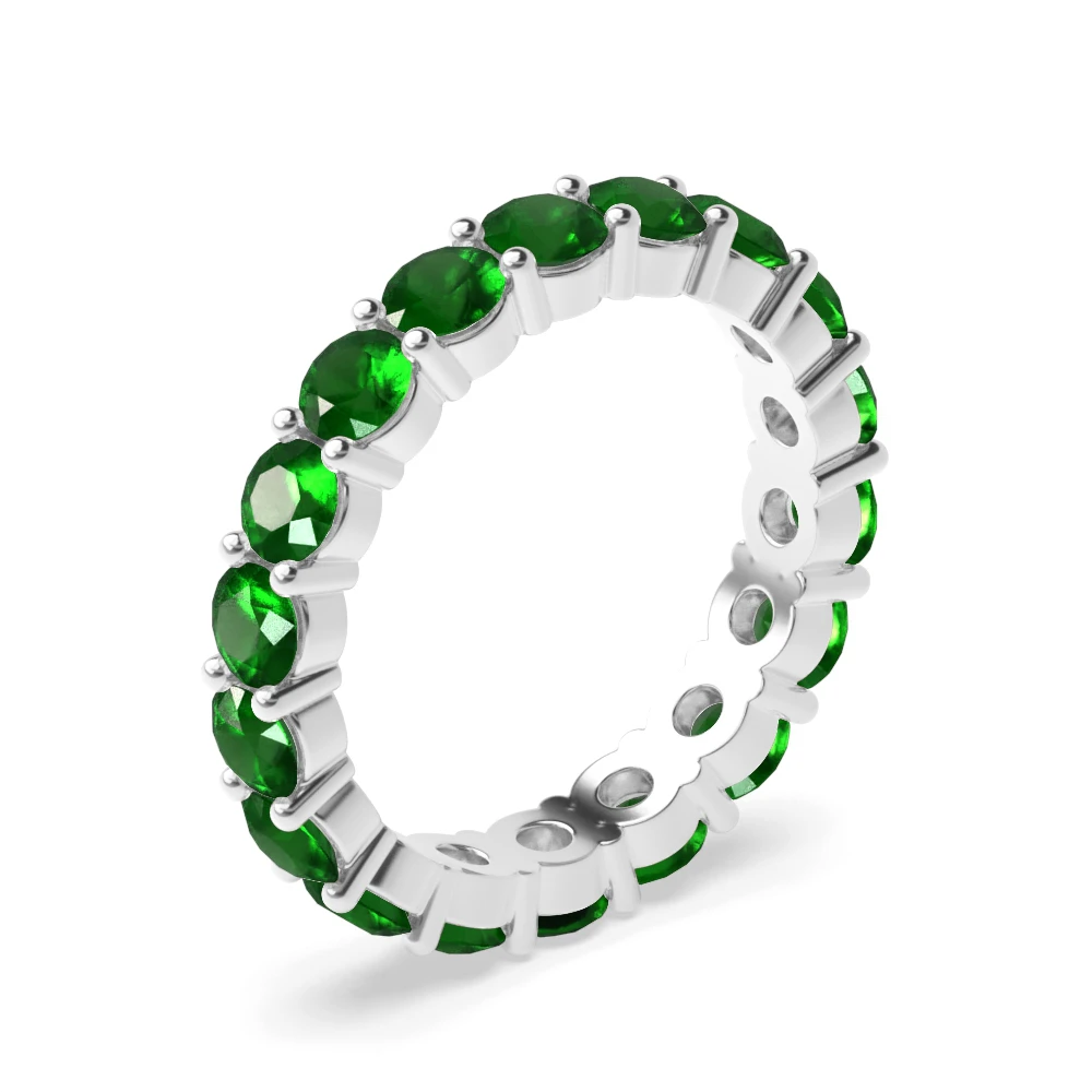Prong Setting Full Eternity Gemstone Emerald Rings (Available in 2.5mm to 3.5mm)