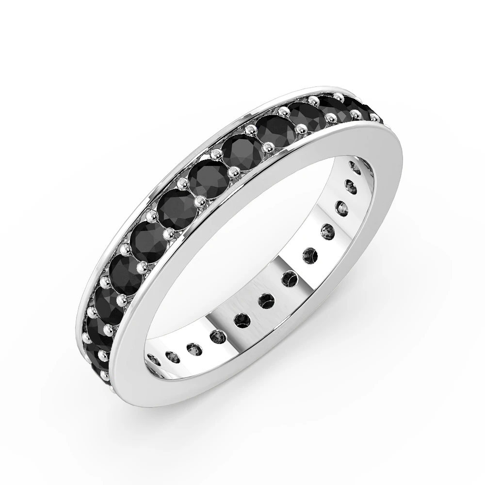 Pave Setting Round Full Eternity Black Diamond Ring (Available in 2.0mm to 3.5mm)