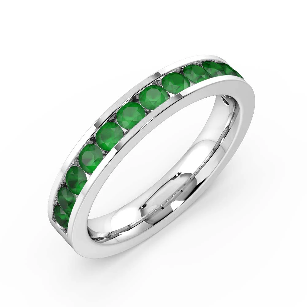 Channel Setting Round Half Eternity Emerald Ring