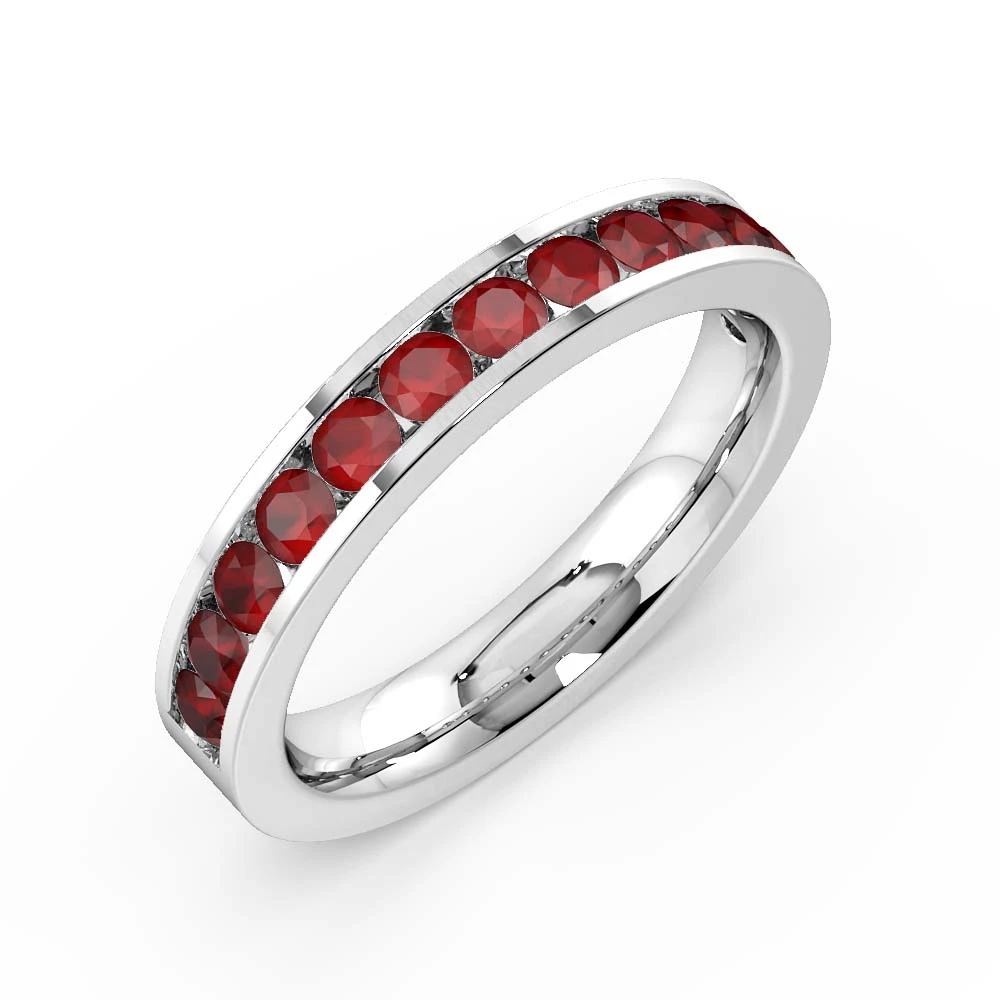 Channel Setting Round Half Eternity Ruby Ring