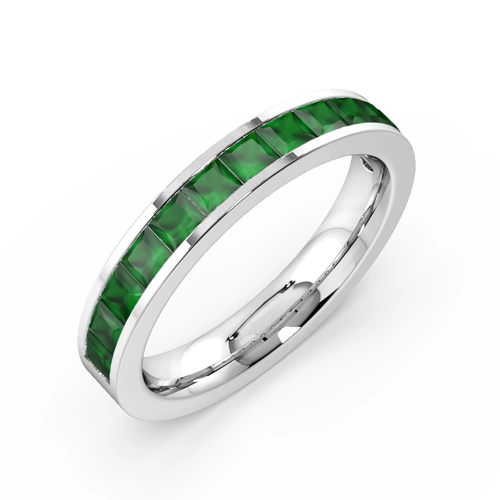 Channel Setting Princess Half Eternity Emerald Ring