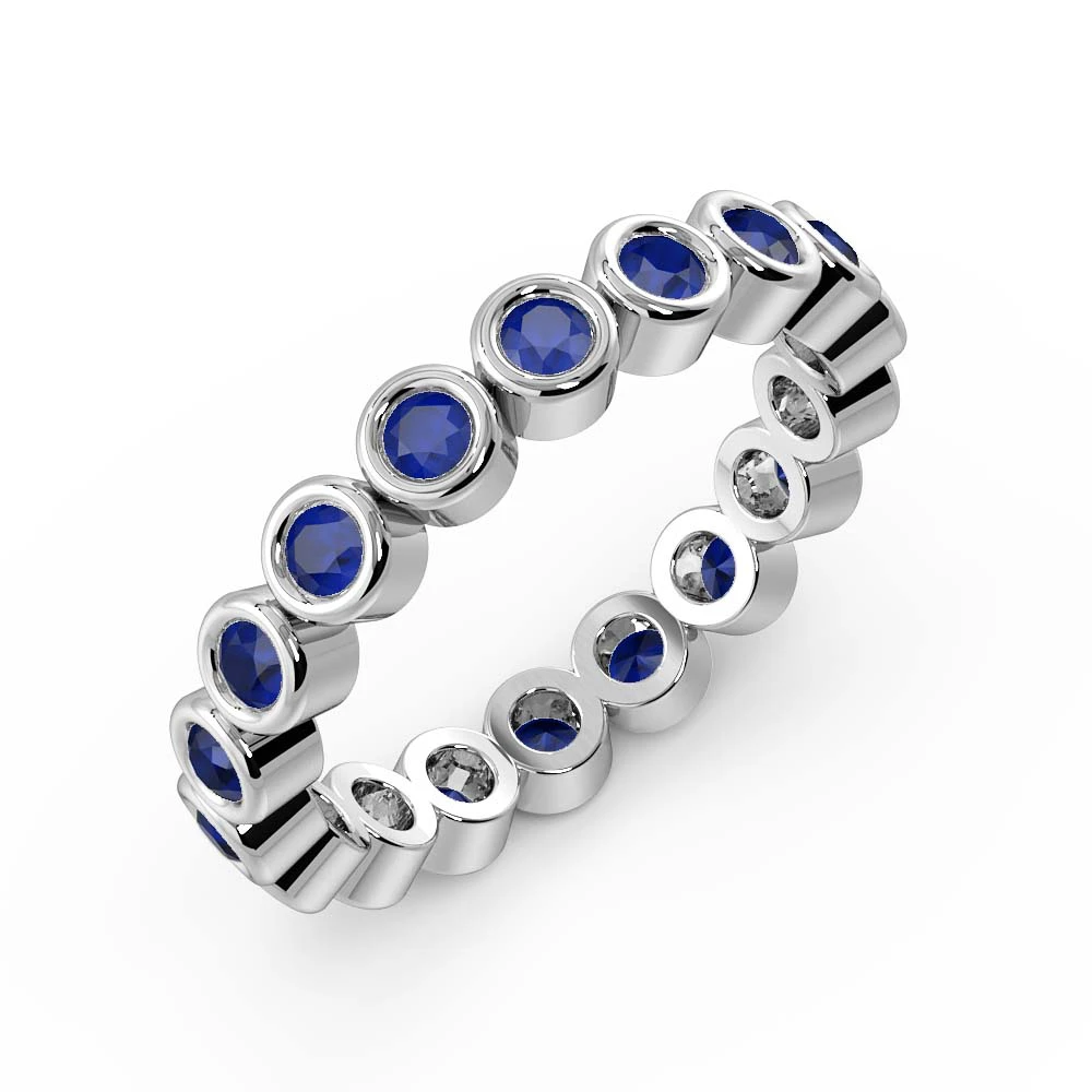 Full Bezel Setting Round Full Eternity Blue Sapphire Ring (Available in 2.5mm to 3.5mm)