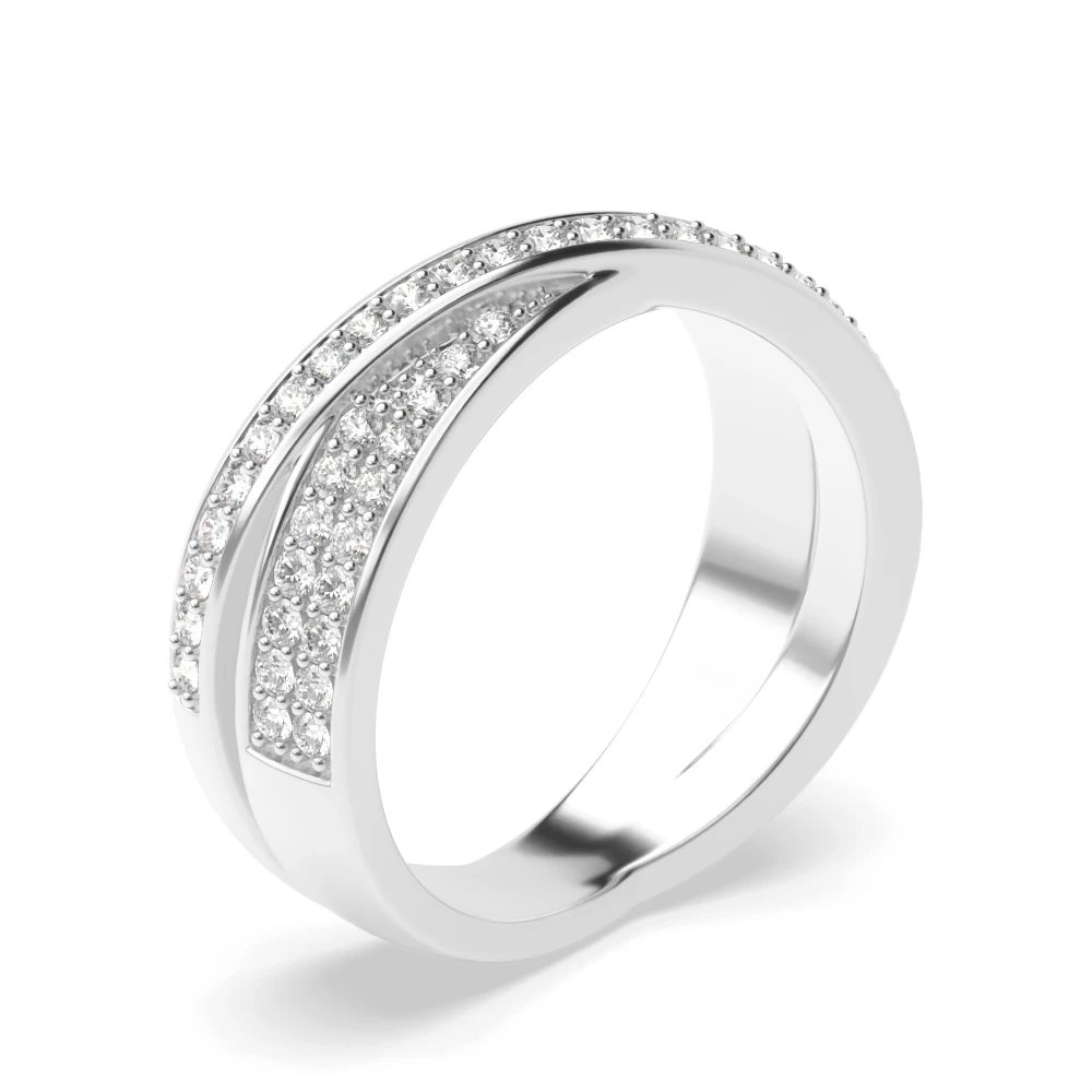 Pave Setting Kissing Style Round Shape Diamond Designer Rings IE