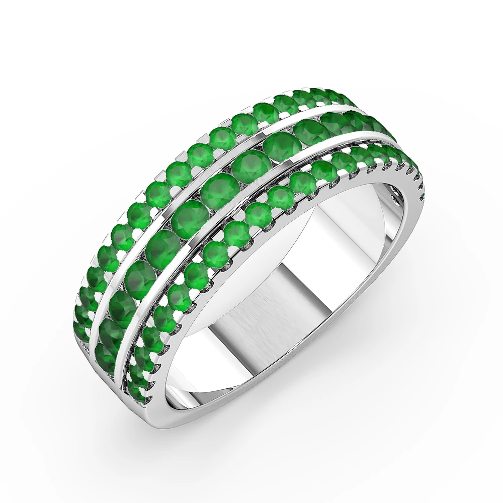 Round Shape Stylish Cluster Emerald Designer Rings (7.00Mm)