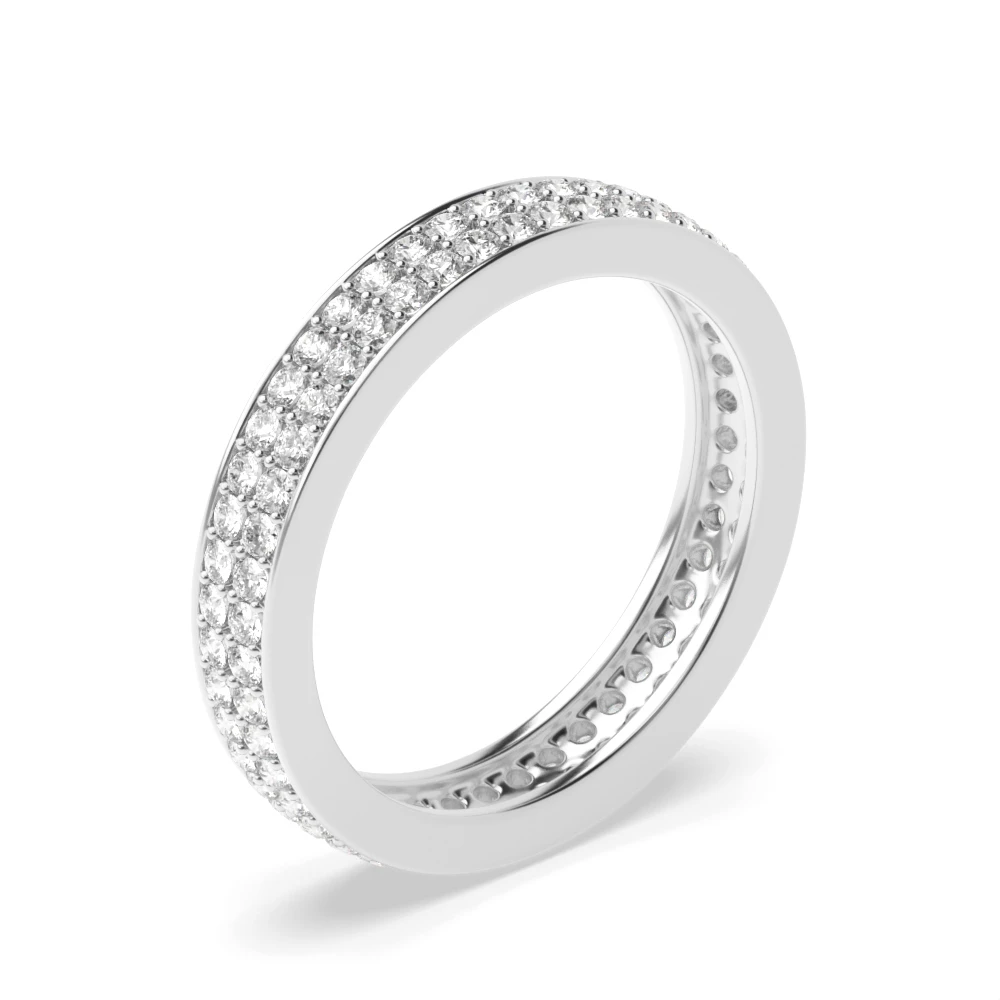 Two Row Elegant Pave Setting Round Shape Full Eternity Rings IE (3.60Mm)