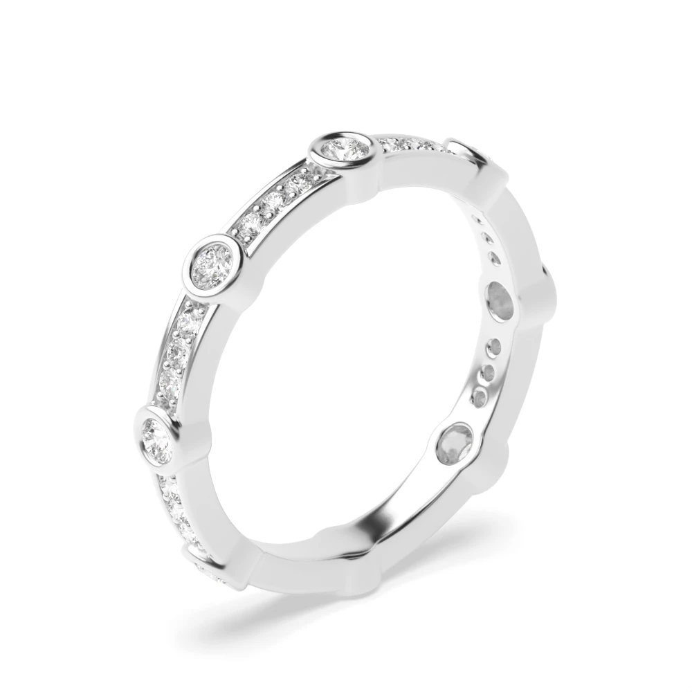 Bezel & Pave Setting Designer Station Diamond Full Eternity Wedding Ring (3.00mm)
