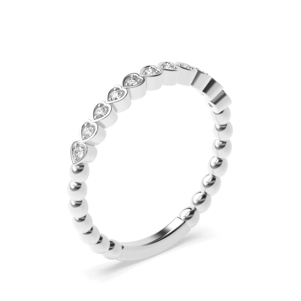 Pave Setting Heart Shape Stackable Diamond Half Eternity Ring (2.00mm)