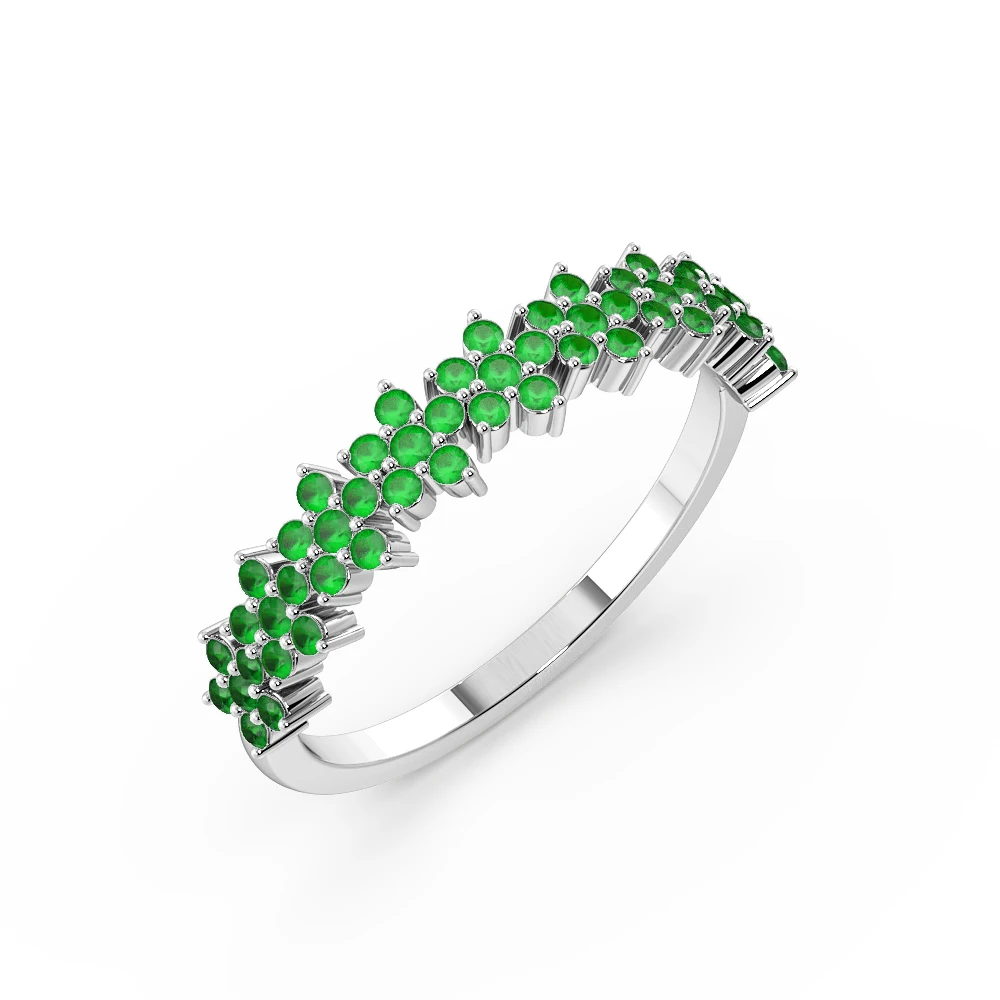 4 Prong Setting Star Cluster Emerald Half Eternity Ring for Her (4.20mm)