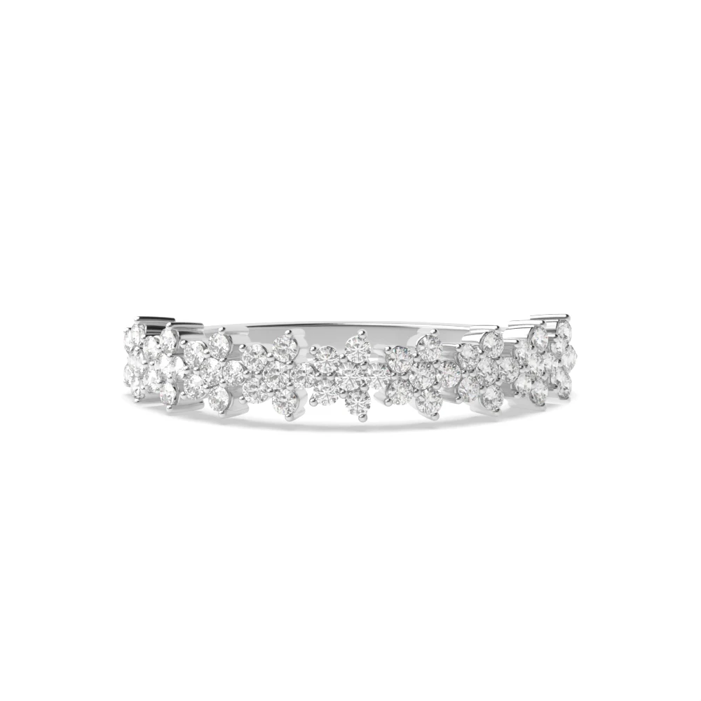 4 Prong Setting Star Cluster Lab Grown Diamond Half Eternity Ring for Her (4.20mm-5.20mm)