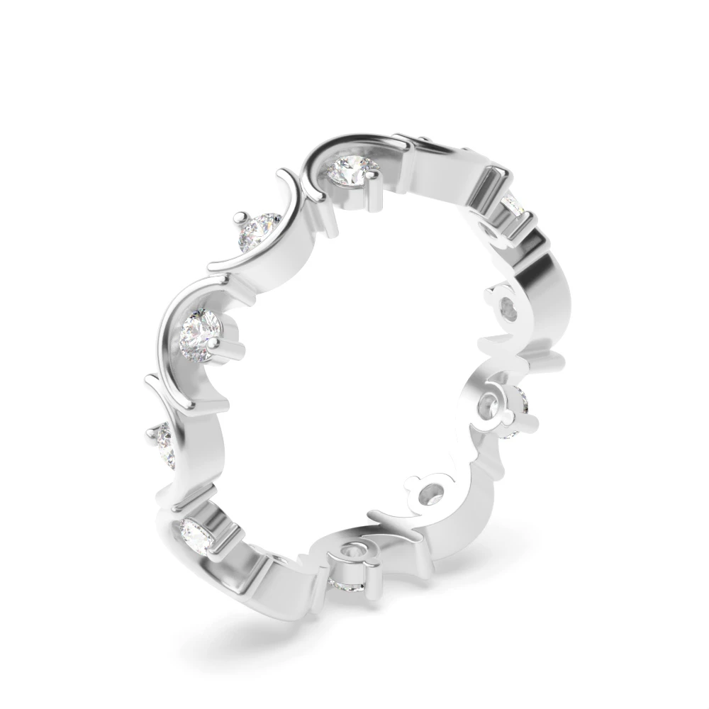 3 Prong Round Shape Art Deco Unique Full Diamond Eternity Ring (3.00mm)
