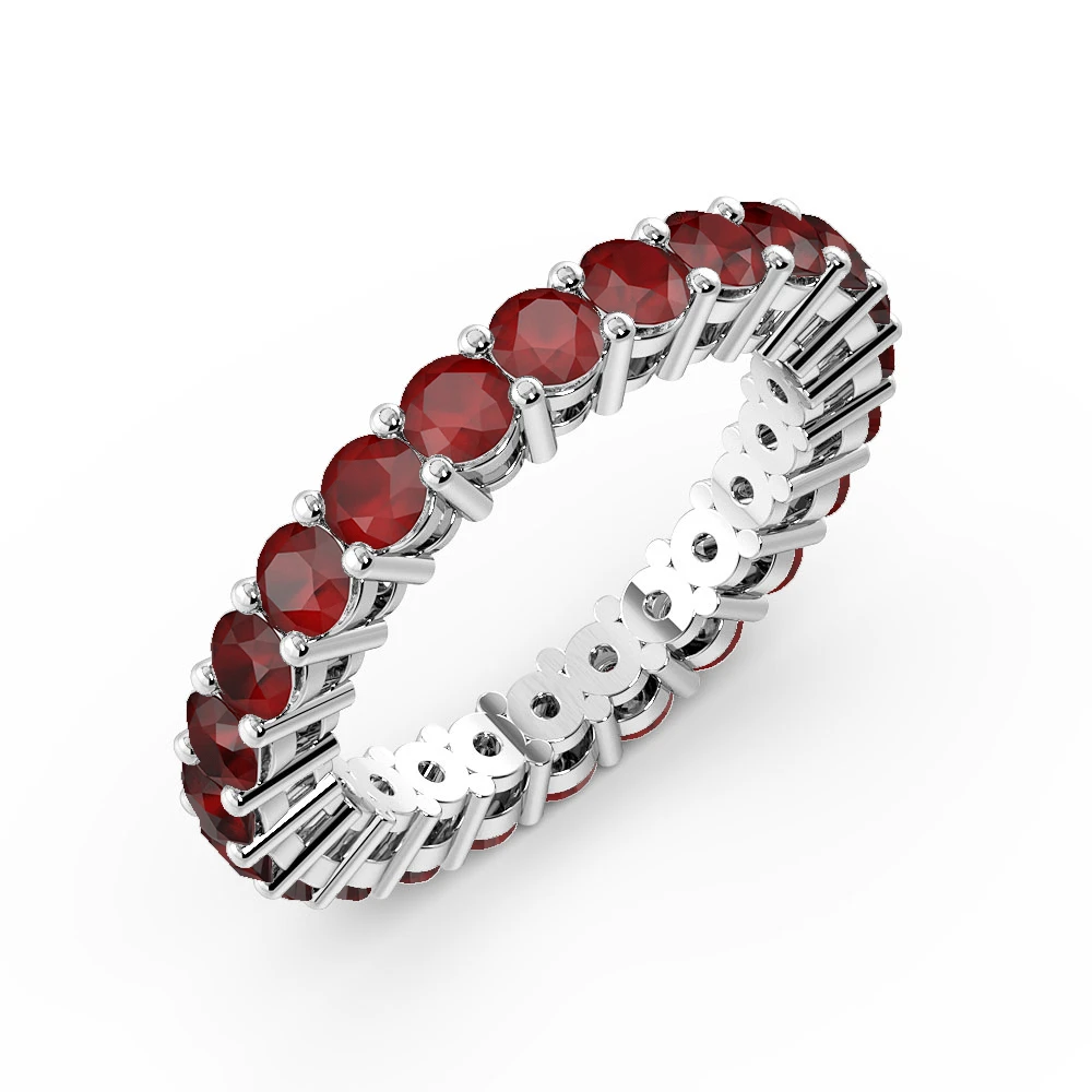 4 Prong Round Shape Classic Full Ruby Eternity Ring (2.00mm - 3.00mm)