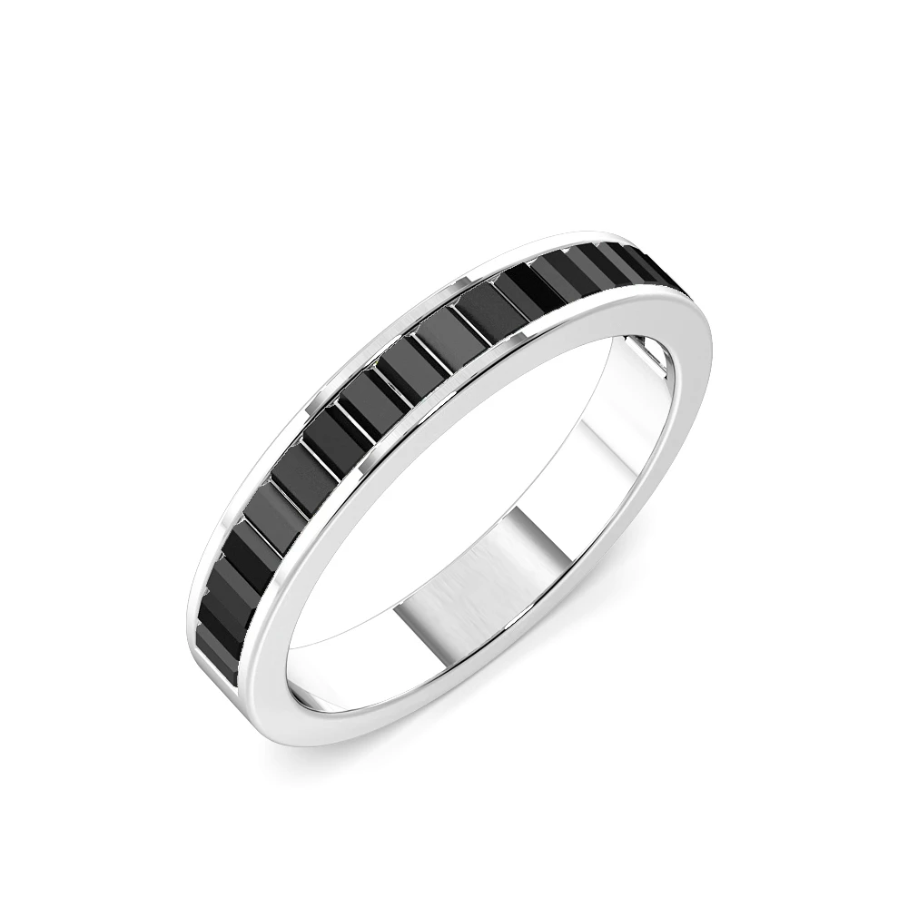 2.5mm to 3.5mm - Half Eternity Channel Setting Baguette Black Diamond Ring