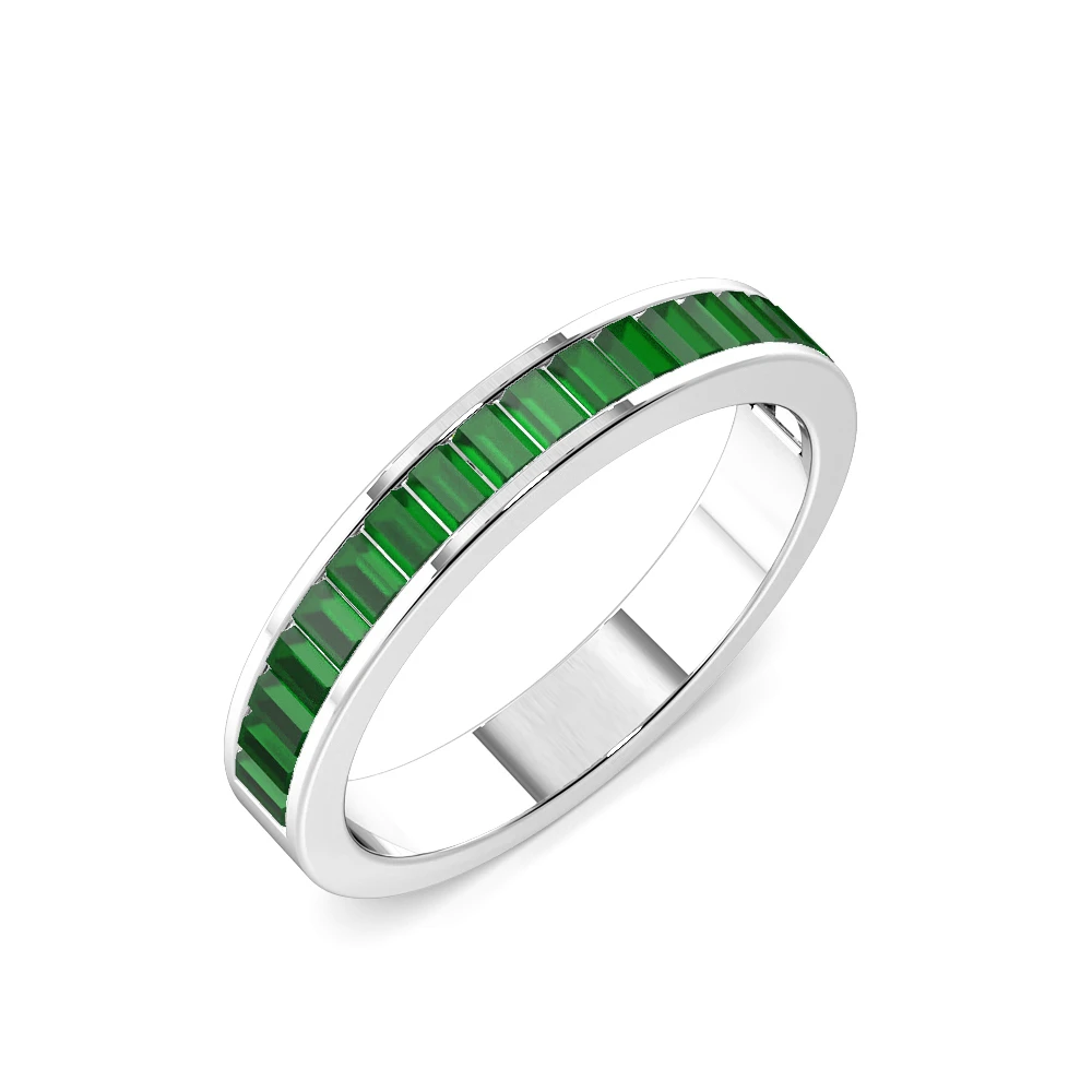 2.5mm to 3.5mm - Half Eternity Channel Setting Baguette Emerald Ring
