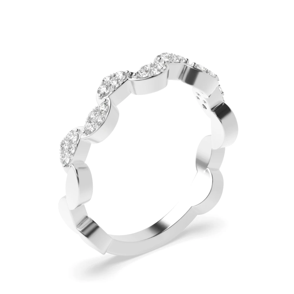 Pave Setting Round Shape Zig Zag Cluster Half Diamond Eternity Ring (3.60mm)