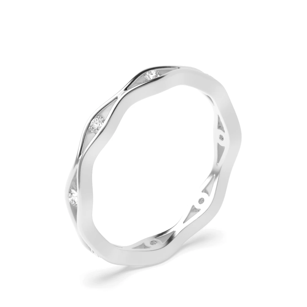 Round Shape Channel Setting Wavy Shaped Wedding Ring (2.50mm)