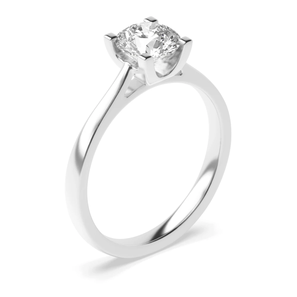 round cut square claws solitaire diamond engagement ring