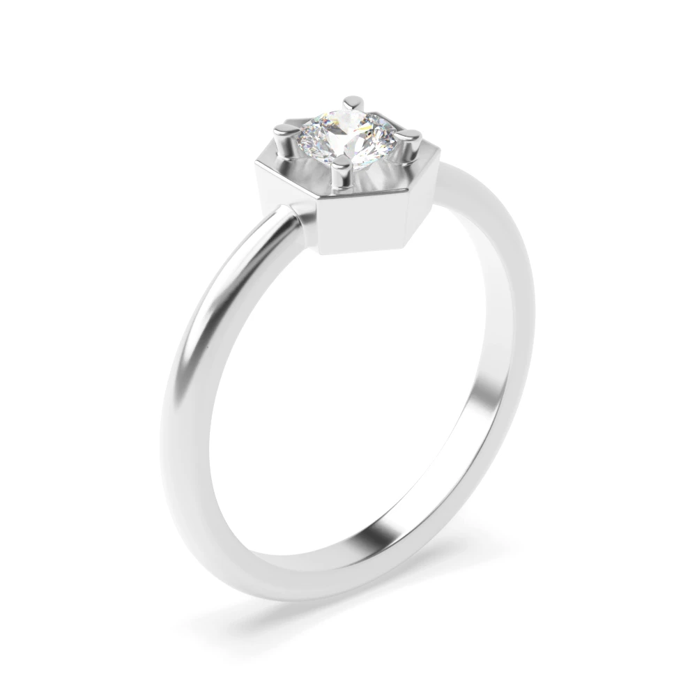 Octagan Shaped Minimalist Solitaire Diamond Engagement Rings