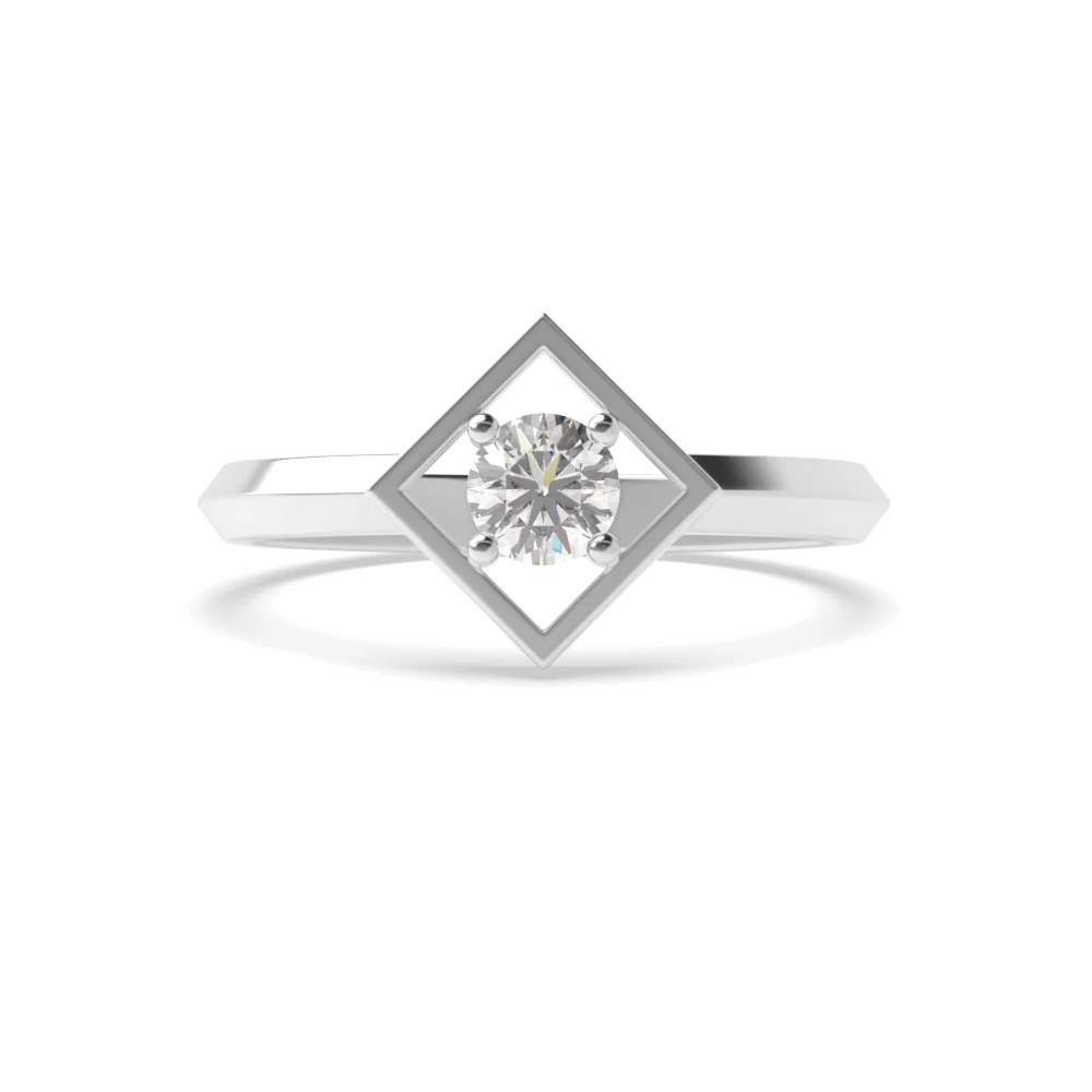 Open Square Minimalist Solitaire Diamond Engagement Rings