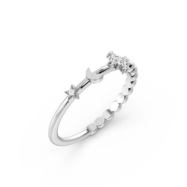 Round 4 Prong Moon - Star Designer Diamond Ring