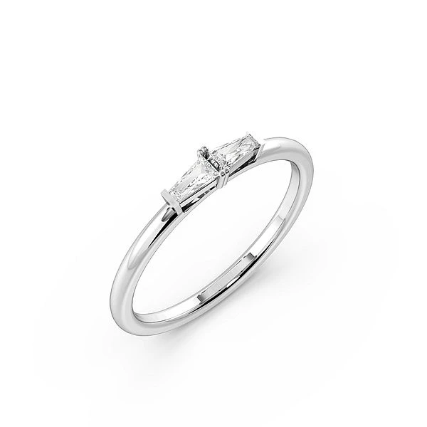 4 Prong Two Horizontal Baguette Designer Diamond Ring