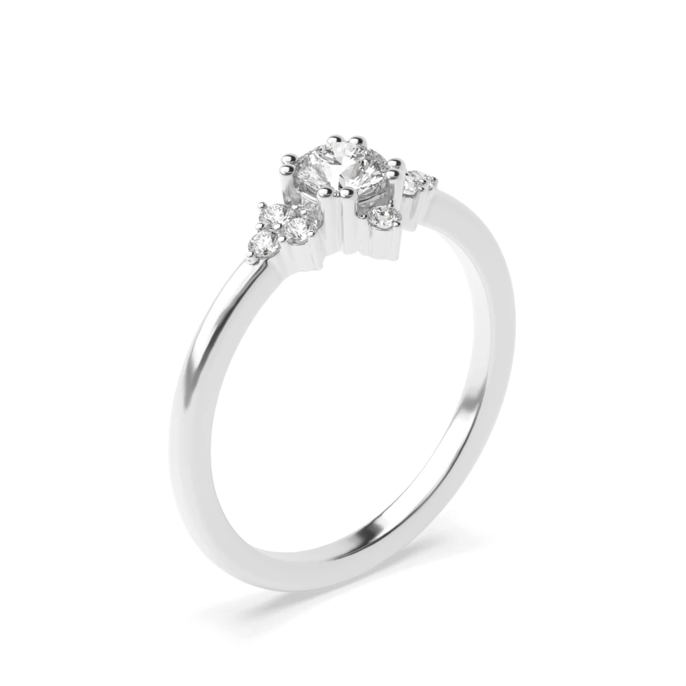 Round 4 Prong Modern Cluster Halo Diamond Engagement Ring