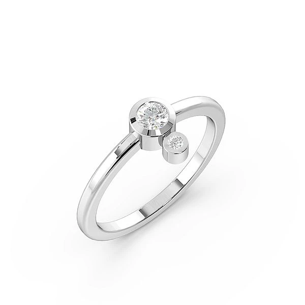 Round Bezel Setting Double Minimalist Designer Diamond Ring