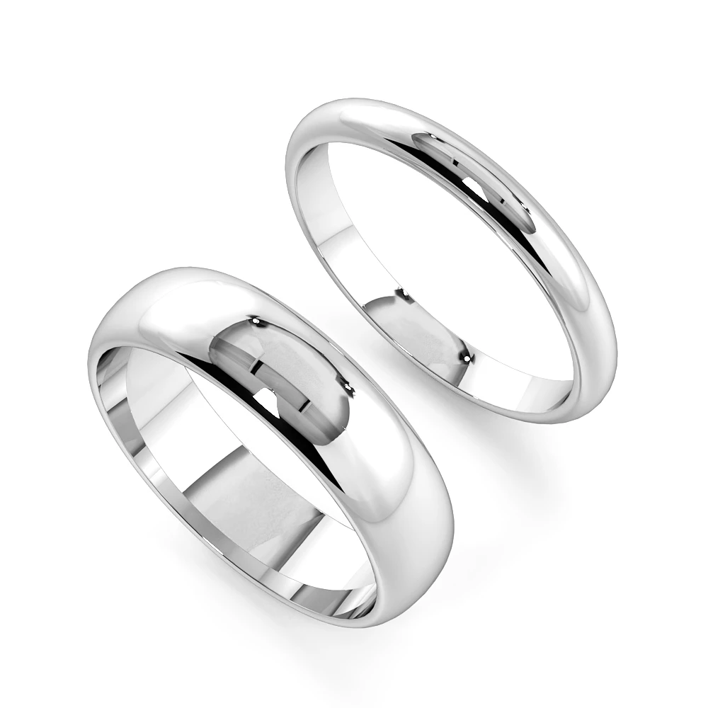 D-Profile Couple plain women wedding bands his and her (2.0 - 6.0mm)