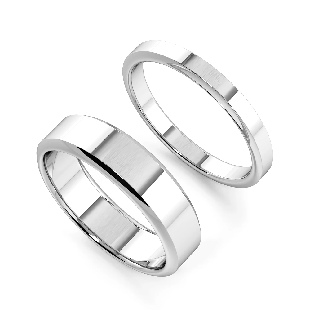 Bevelled Edge Profile Couple plain women wedding bands his and her (2.0 - 6.0mm)