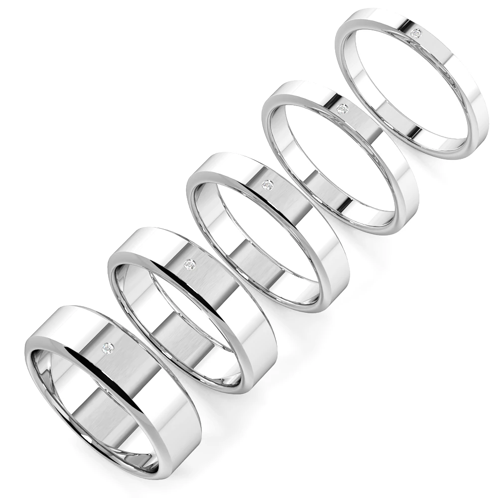 Bevelled Edge Profile Diamond wedding rings for men (3.0 - 6.0mm)