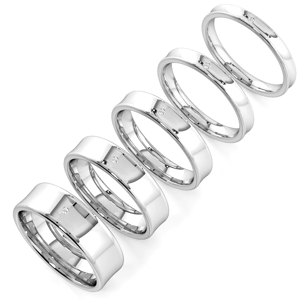 Concave Profile Diamond wedding rings for women (2.0 - 6.0mm)