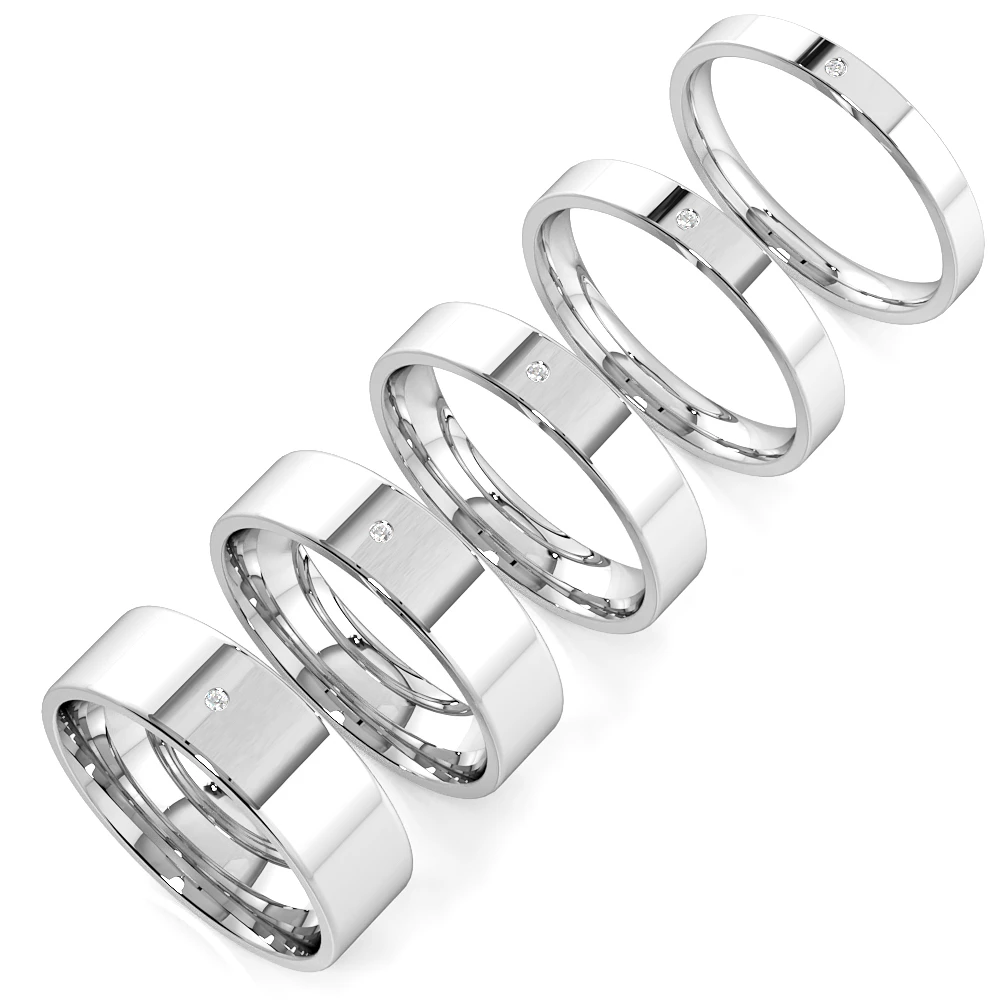 Flat Smooth Edge Profile Diamond wedding rings for women (2.0 - 6.0mm)