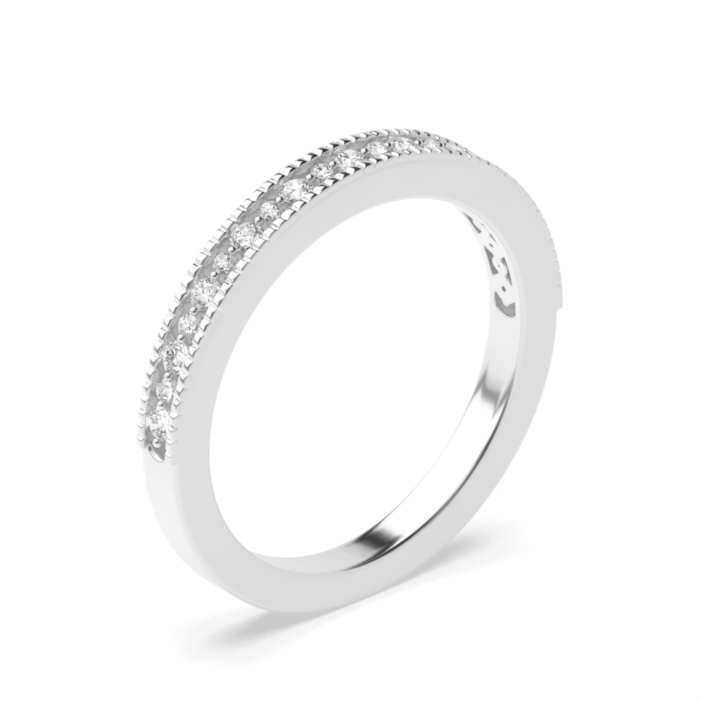 Pave Setting Miligrain Edge Half Eternity Diamond Rings (2.7mm)