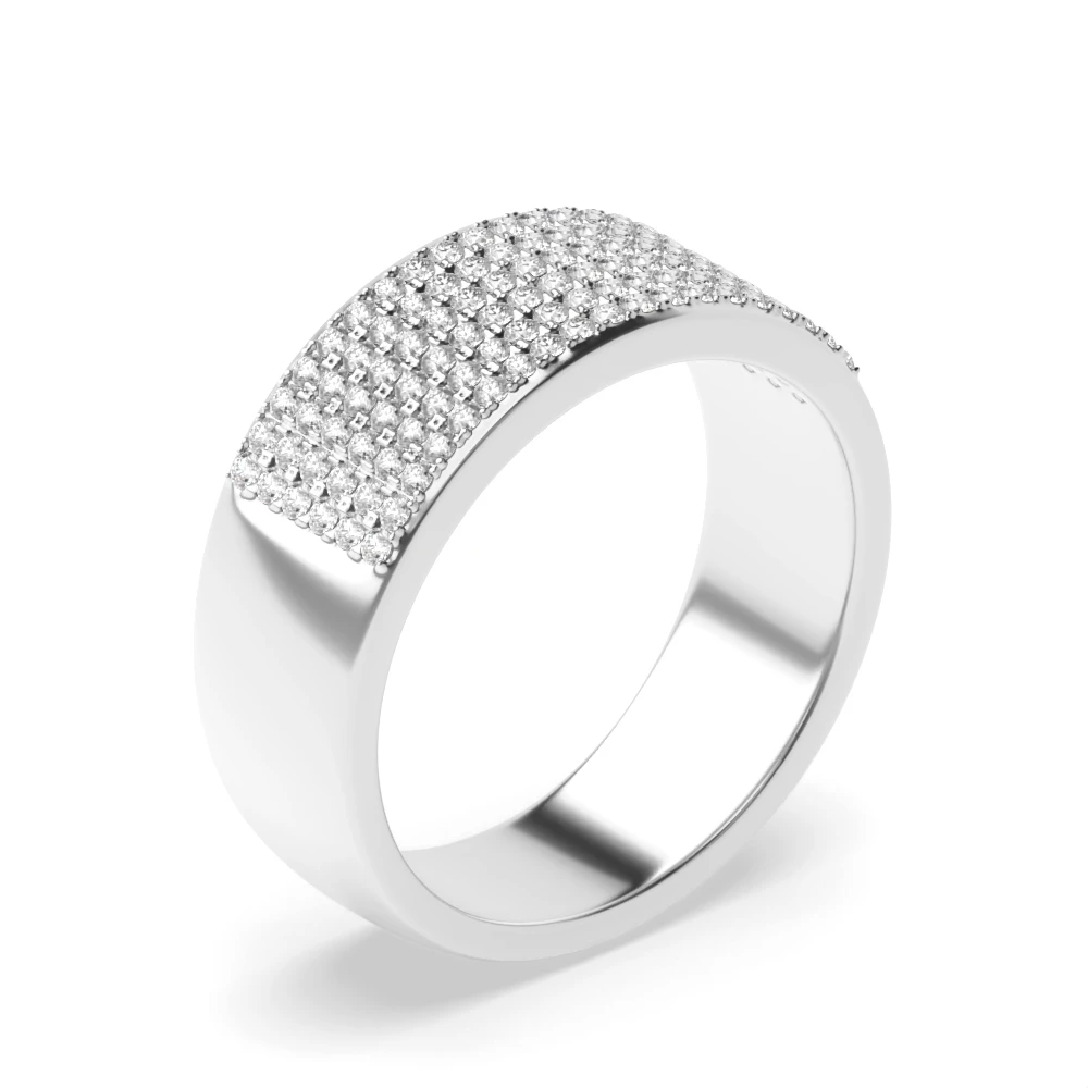 Pave Setting Wide Cluster Half Eternity Diamond Rings